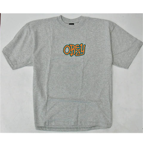 Obey STYLE Men’s Heavyweight fabric custom box fit Tee Heather Grey