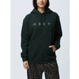 Obey NOVEL Relaxed box fit hooded fleece with rib trim Men’s Black