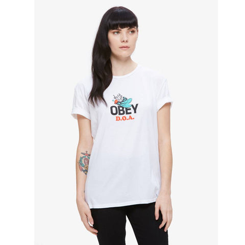 Obey NOVEL Relaxed box fit hooded fleece with rib trim Black