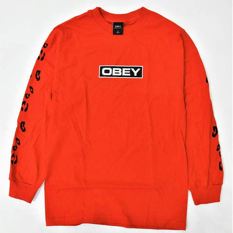 Obey LEO DEPOT Relaxed fit boyfriend-inspired long sleeve crew neck hoodie sweater tee Women’s Red