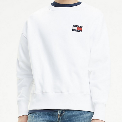 Tommy Hilfiger Men's TJ JAI BADGE SWEATSHIRT. Premium. White