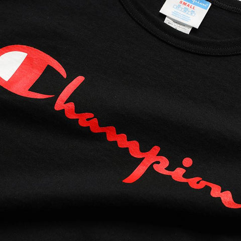 HERITAGE SHORT LEEVE T-SHIRT WITH CHAMPION LOGO BLACK