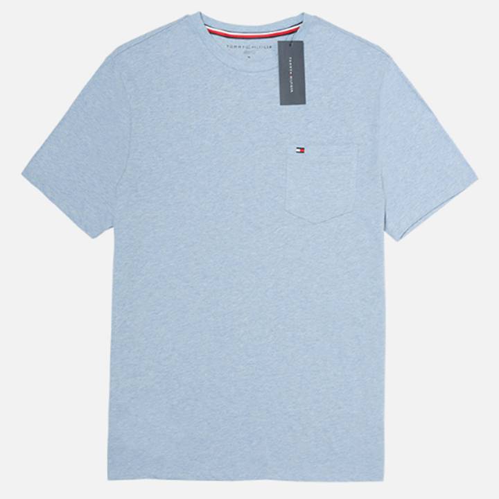 TOMMY HILFIGER MEN'S NECK T-SHIRT LIGHT BLUE – Fashion