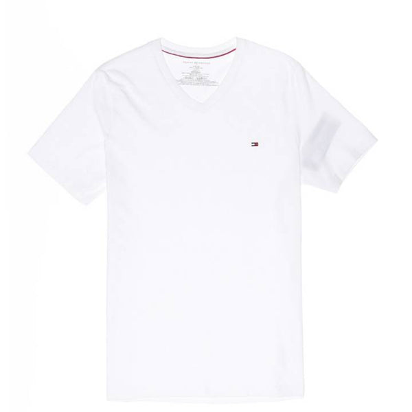 TOMMY HILFIGER MEN'S CORE FALG TEE V NECK WHITE