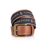 Tommy Hilfiger Men's Ribbon Inlay Belt Khaki