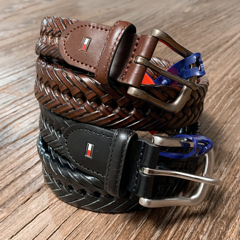 Tommy Hilfiger Men's Braided Belt Tan