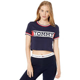 TOMMY HILFIGER WOMENS Sport TOMMY LOUNGE CROP TEE - PEACOAT