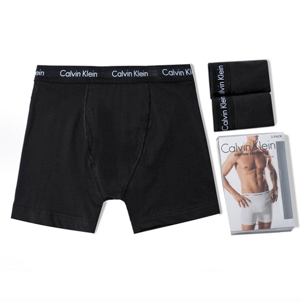 Calvin Klein Men s Cotton Stretch Boxer Briefs 3 Pack NU2666 Black with Blue Red Band