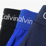 Calvin Klein Men's Cotton Stretch Low-Rise Trunks 3-Pack NU2664 Black with Grey Yellow Navy Band